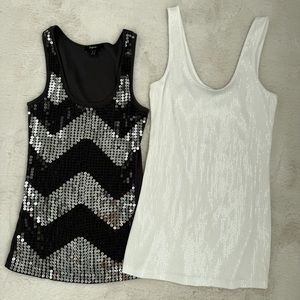 NWT Bundle of 2 express tank tops w Sequins pima cotton